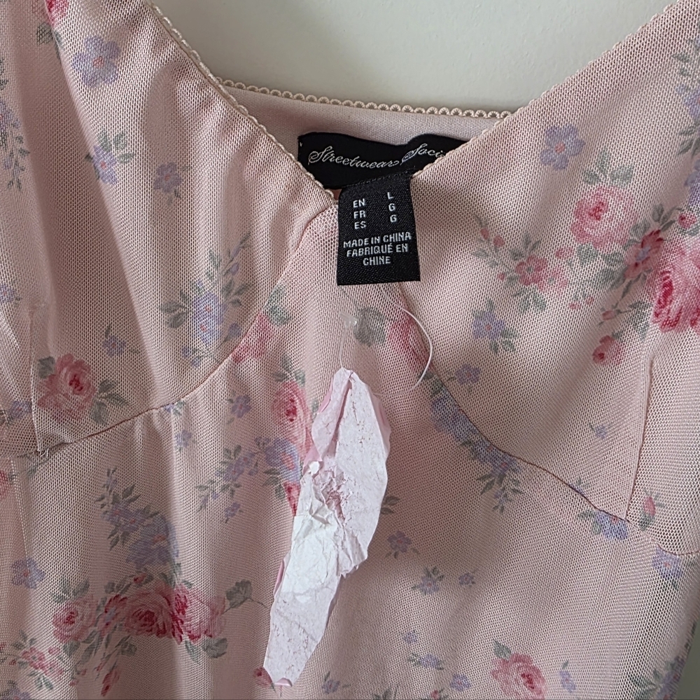 Floral Chiffon Maxi Dress Romantoc Coquette Fairy Spaghetti Strap Womens L NWT - Picture 4 of 6